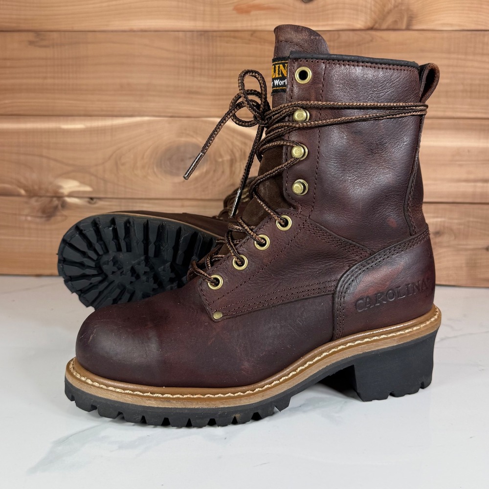 Carolina Women's Elm 8" Steel‎ Toe Logger Dark Brown Work Boots CA1421 size 6 M